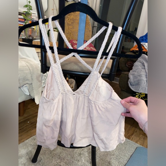 Tobi cute light pink double strap front cross flowy tank top - Picture 7 of 7